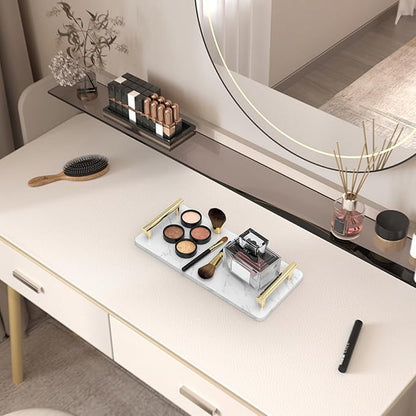 Guest Towel Holder Tray for Bathroom,Marble Slab with Handles -Napkin Holder for Kitchen - Bathroom Tray (Gold,Small)