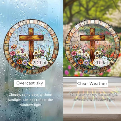 8 Inch Sun Catchers Indoor Window, Acrylic Rainbow Suncatcher Window Hanging Decoration for Living Room Bedroom Summer Home Balcony Ornaments Decoration (220 Cross)