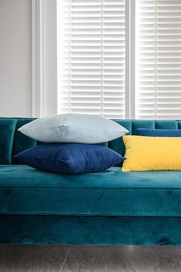 26x26 Euro Pillow Covers : 2 Pack Cozy Soft Velvet Oversized Couch Pillow Shams, Square Throw Pillow Cases for Living Room Sofa, Navy
