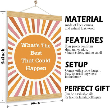 YGSDZY Inspirational Canvas Posters, What's the Best that could Happen Poster, Aesthetic Wall Hanger for Home Office, Wood Canvas Poster Hanging, Wall Decor Art, Positive Quote Posters, 11.8 * 15.7