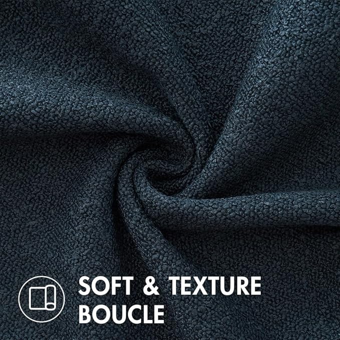 MIULEE 22x22 Inch Decorative Euro Sham Throw Pillows for Bed Set of 2 Textured Boucle Neutral Winter Throw Pillow Covers Navy Blue Accent Solid Euro Couch Pillowcases Sofa Livingroom Home Decor