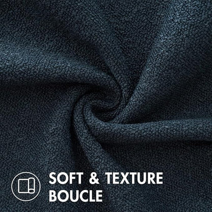 MIULEE 22x22 Inch Decorative Euro Sham Throw Pillows for Bed Set of 2 Textured Boucle Neutral Winter Throw Pillow Covers Navy Blue Accent Solid Euro Couch Pillowcases Sofa Livingroom Home Decor