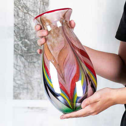 Glass Vases for Flower, Unique Hand Blown Colorful Glass Vase, Modern Art Decorative for Home Living Room, Office, Table centerpieces, Bookshelves and Wedding Decorations (JG64)