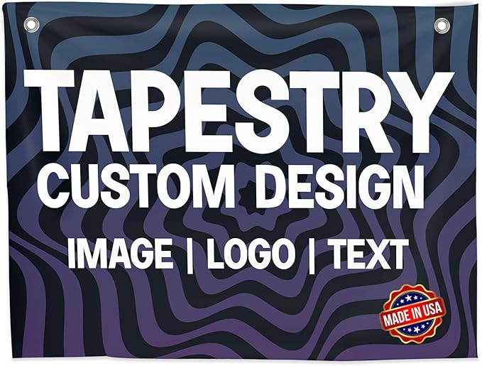 DreamController Personalized Tapestry Custom Wall Hanging for Home & Events | Add Your Photo, Text, or Logo | HD Printed Fabric | Made in the USA