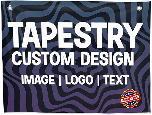 DreamController Personalized Tapestry Custom Wall Hanging for Home & Events | Add Your Photo, Text, or Logo | HD Printed Fabric | Made in the USA