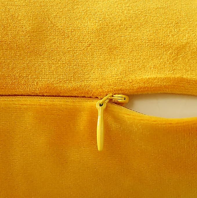 Jeneoo Fall Velvet Throw Pillow Covers 20x20 Inch 2 Pack, Super Soft Thick Decorative Square Cushion Cases for Sofa Couch Bedroom Car,Mustard Yellow