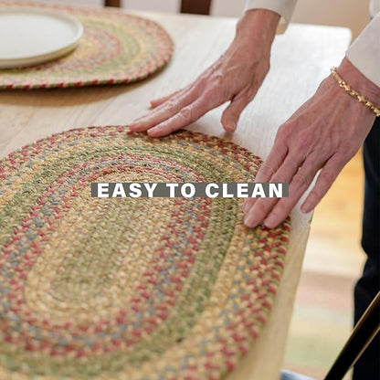 Homespice Azalea Jute Woven Placemats, Warm Country Primitive Decor, Set of 4, Multicolor 13x19 Rectangle Table Mats - Vibrant Colors, Durable, Easy to Clean and Protects Furniture