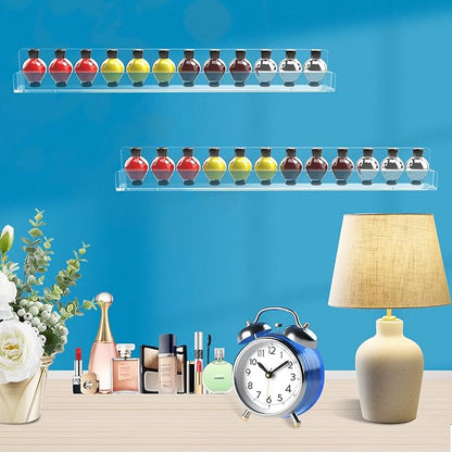 Nail Polish Shelf Wall Acrylic Clear 15 Inch Rack Sunglass Organizer Multi-Purpose Floating Shelves for Beauty Salons Retailer Dressing Room (6 PCs)