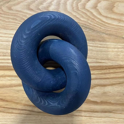 Wood Knot Décor-2 Link Wooden Chain Link Home Decor,Coffee Table Decor Book Shelf Decor Accents Art Decor Living Room Decor Items (Navy Blue)