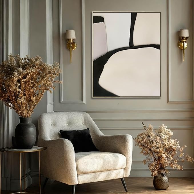 LEVERUP Black Line Art Posters Abstract Canvas Wall Artwork Modern Paintings Wall Decor for Dining Room Bedroom Office 32×40 Inchs Room Pictures