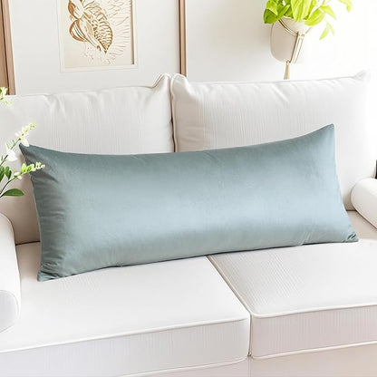 Artscope Luxury Velvet Lumbar Pillow Cover Super Soft Decorative Rectangle Throw Pillow Covers Case Cushion Covers for Sofa Couch Bedroom Car Decor 14x36 Inch Light Grey
