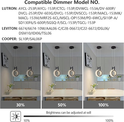 Kitchen Island Mini Light Fixture Modern Led Crystal Pendant Light Black Round Chandelier for Dining Room Living Room Kitchen Bedroom Bar（1-Pack）