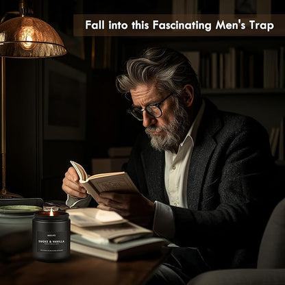 Teakwood & Mahogany Candle | Masculine Candles for Men, Gifts for Men - Soy Candle for Home Scented - Scented Candles for Home, Aromatherapy Gifts Long Lasting Burn Time - 7oz Black Jar