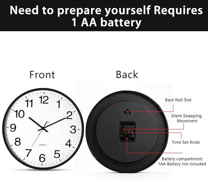 Inbagi 8 Pcs Wall Clock Large Silent Battery Operated Wall Clocks Modern Non Ticking Wall Clocks Bulk Decorative for Kitchen Office Living Room Home Bathroom Bedroom Classroom(White,14 Inch)