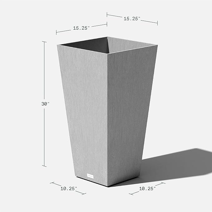Veradek V-Resin Indoor/Outdoor Taper Planter (30 inch, Grey)