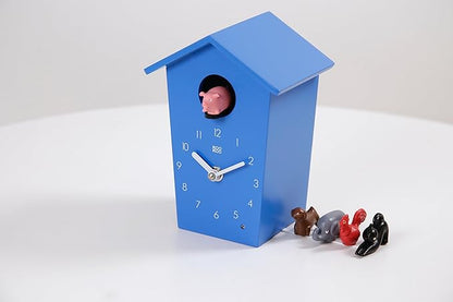 KOOKOO AnimalHouse Blue, Small Cuckoo Clock with 5 Farm Animals Sounds (Natural Field Recordings)
