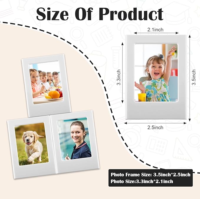 Epakh 20 Packs Magnetic Photo Picture Frame Cute Mini Table Photo Frame Holder 3 Inches Plastic Colorful Picture Display for Fridge Office (Gray)