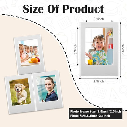 Epakh 20 Packs Magnetic Photo Picture Frame Cute Mini Table Photo Frame Holder 3 Inches Plastic Colorful Picture Display for Fridge Office (Gray)