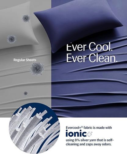 REST® Evercool®+ Top Sheet, Full/Queen Size, Midnight Blue, 93"X108" (1 Flat Sheet only)