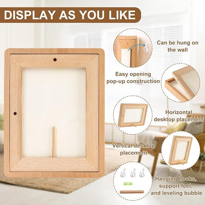 TEYCLZORE 6x8 Natural Wood Picture Frame, Handmade Beech Wood Photo Frame, Display 4x6 Picture with Mat or 6x8 Without Mat, Tabletop Display and Wall Hanging