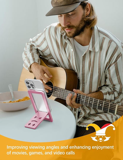 Ultra - Thin Portable Phone Stand: Foldable & Space - Saving, Fits 3.7-7 inch Devices, Pink