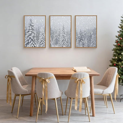 Winter Snow Covered Forest Framed Canvas Wall Art Set,Snowy Woodland Wall Decor,Wilderness Pine Tree Art Prints,Natural Botanical Landscape Artwork for Living Room, Bedroom,Farmhouse- 16"x24"x3