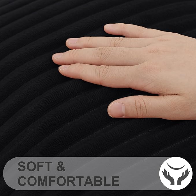Simmore Decorative Spring Throw Pillow Covers 20x20 Set of 2, Soft Natural Plush Flannel Double-Sided Fluffy Couch Pillow Covers for Sofa Living Room, Black