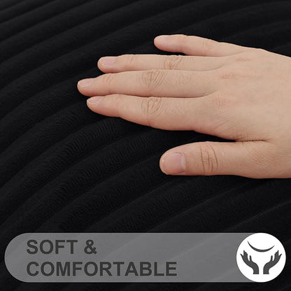 Simmore Decorative Spring Throw Pillow Covers 12x20 Set of 2, Soft Natural Plush Flannel Double-Sided Fluffy Lumbar Pillow Covers for Couch Sofa Living Room, Black