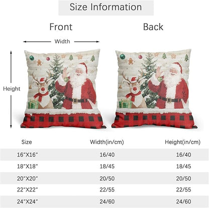 Christmas Pillow Covers 20x20 Set of 2 Red Santa Throw Pillow Covers Winter Deer Pillowcase Linen Decoration Farmhouse Cozy Soft Cushion Case Couch for Indoor Outdoor Home Decor