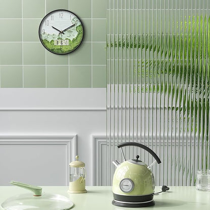 Modern Wall Clock with Temperature Green Forest Large Display Non-Ticking Battery Operated Clock with Date and Week for Kitchen Bedroom Living Room Farmhouse Decor 14 Inch