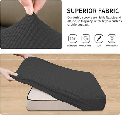 Easy-Going Stretch Individual Chair Couch Cushion Cover Sofa Cushion Furniture Protector Sofa slipcover Soft Flexibility with Elastic Bottom (3-Piece Sofa Cushion Cover, Dark Gray)
