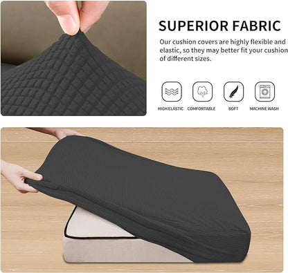 Easy-Going Stretch 3 Pieces Couch Cushion Covers for Sectional Sofa Left/Right L Shape Chaise Lounge Sofa Seat slipcover Anti-Slip Sofa Cover Soft (2 Seater + 1 Chaise, Dark Gray)