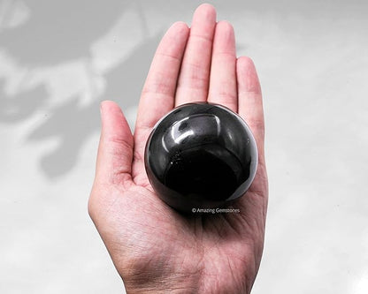 Amazing Gemstone Black Tourmaline Crystal Ball with Stand - 2.5" Inches Large Crystal Sphere Meditation Balls for Witchcraft and Decorative Balls