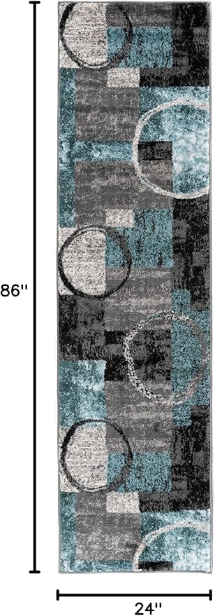 Rugshop Contemporary Abstract Circle Design Soft Runner Rug 2' x 7'2" Gray
