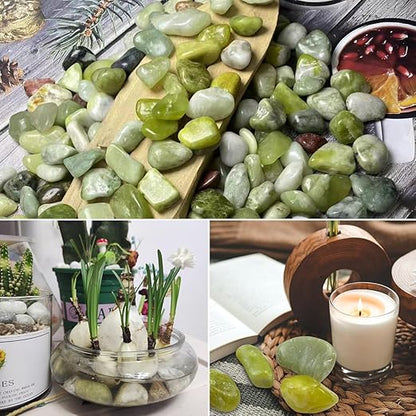 5lbs Jade Pebbles for Indoor Plants, 2-3 Inch Natural River Rocks, High Polished Decorative Stones Vase Filler Fish Tank Aquariums Landscaping Garden Outdoor and Indoor DIY