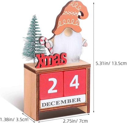Wooden Christmas Countdown Advent Calendar: Santa Block Calendar with Wood Date - Cute Date Display Blocks Desk Accessory for Home Table Mantel(Xmas Letter)