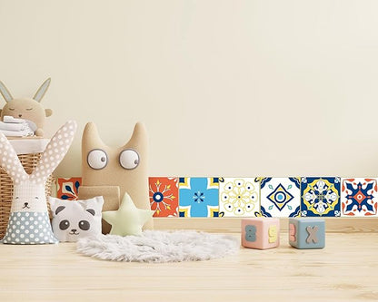 FLFK Wallpaper Border Tile Stickers Peel and Stick Wall Border for Kitchen Backsplash Bathroom Shower Room,7"x240"
