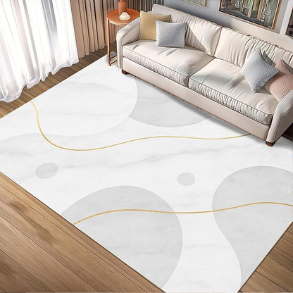 Minimalist Marble Rug - 3x4 Rug, Abstract Marble Outdoor Rugs, Modern Luxury Entryway Rugs, Washable & Non Slip Carpet Home Decor
