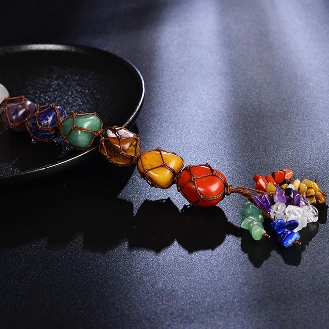 Anjiucc Handmade Crystal Window Car Hanging Ornaments 7 Chakra Home Ornament Yoga Meditation Car Decoration（A-Style 13）