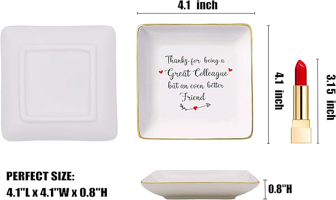 Topthink Leaving or Going Away Goodbye Gifts for Women Colleague Boss Coworker Best Friends - New Job Farewell Gift Friendship Ceramic Jewelry Holder Ring Dish Trinket Tray Thanks being a Great