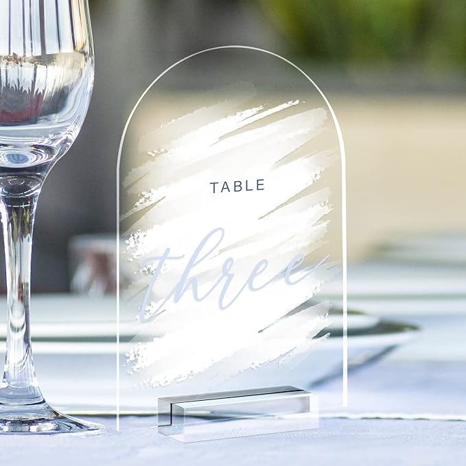 4x6 Inch Arch Acrylic Sign with Clear Stand-10 Pack Blank Clear Arched Table Signs with Holders, DIY Acrylic Arch Sign Blank for Wedding Table Numbers