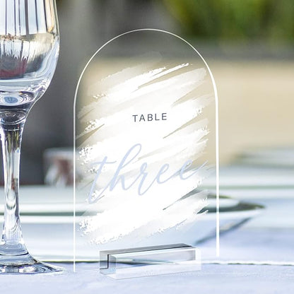 4x6 Inch Arch Acrylic Sign with Clear Stand-10 Pack Blank Clear Arched Table Signs with Holders, DIY Acrylic Arch Sign Blank for Wedding Table Numbers