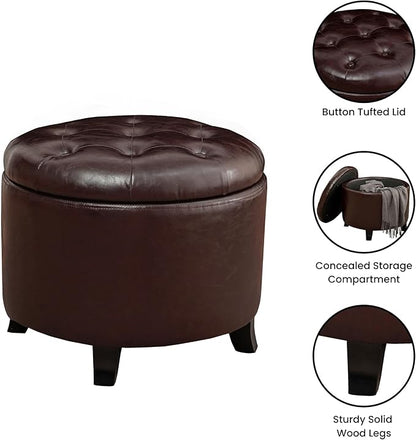 Convenience Concepts Designs4Comfort Round Storage Ottoman