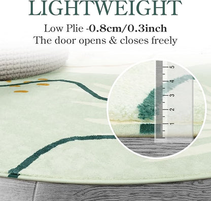 Lahome Green Machine Washable Large Rug - 8 x 10 Area Rugs for Living Room Non-Slip Lightweight Throw Boho Rugs, Soft Botanical Print Indoor Floor Carpet for Bedroom Office Dining Room Classroom