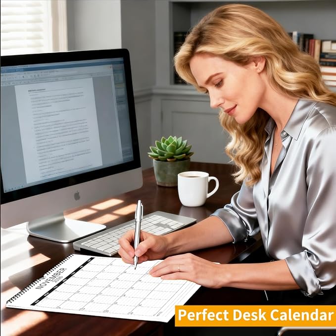2026 Wall Calendar, 12 Month 11.5”x14.8 ‘’ Year Monthly Organizer from January 2026-2027 Vertical Blank Simple Spiral Bound Wire Hanging Calendar w/ Lines for Family, Home, Kitchen, Office White2