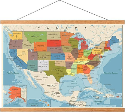 WITCOLOR 32" Wide Magnetic Poster Hanger Frame - 32x24 32x45 32x40 Wooden Poster Frame, Solid Teak Wood, Strong Magnets for Easy Hanging Posters Maps Pictures Canvas Scrolls Print Wall Art