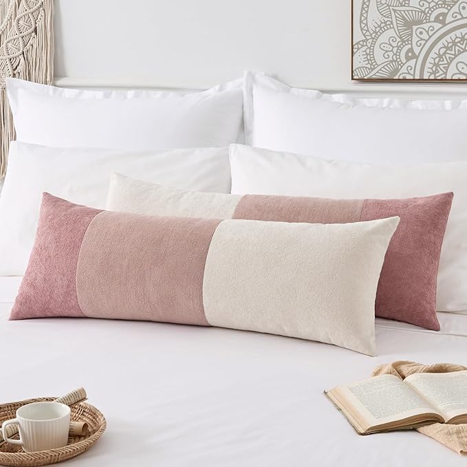 Kevin Textile 14x36 Inch Long Lumbar Cover 1 Pack Valentines Day Patchwork Soft Textured Waterproof Rectangle Cushion Elegant Accent Pillows for Couch Sofa Chair Bed Home Decor Indoor Outdoor Pink
