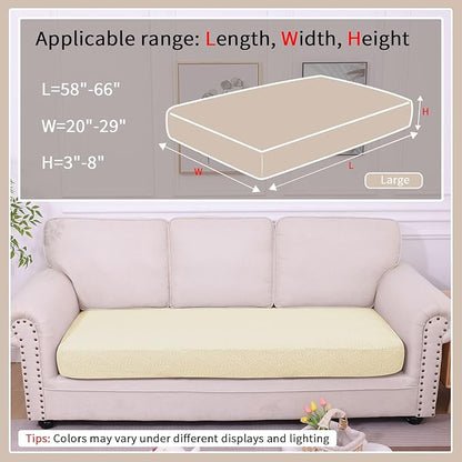 hyha Waterproof Couch Cushion Covers, Waterproof Sectional Couch Covers for 3 Cushion Sofa for Pets, Stretch Sofa Slipcover Washable with Elastic Bottom(Large, Beige)