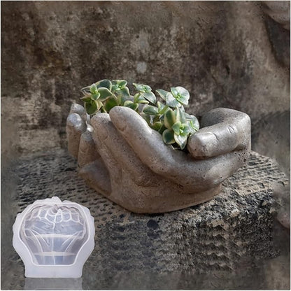Hand Shaped Flower Pot Cement Silicone Mold, Concrete Clay Succulent Planter Mold Dish Resin Jewelry Storage Mould Epoxy Casting Mould