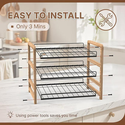 Can Organizer for Pantry 3-Tier, Can Storage Organizer Pantry, Soda Can Organizer, Holds up to 36 Cans Holders for Pantry, Cabinet, Countertop, Carbonized Brown